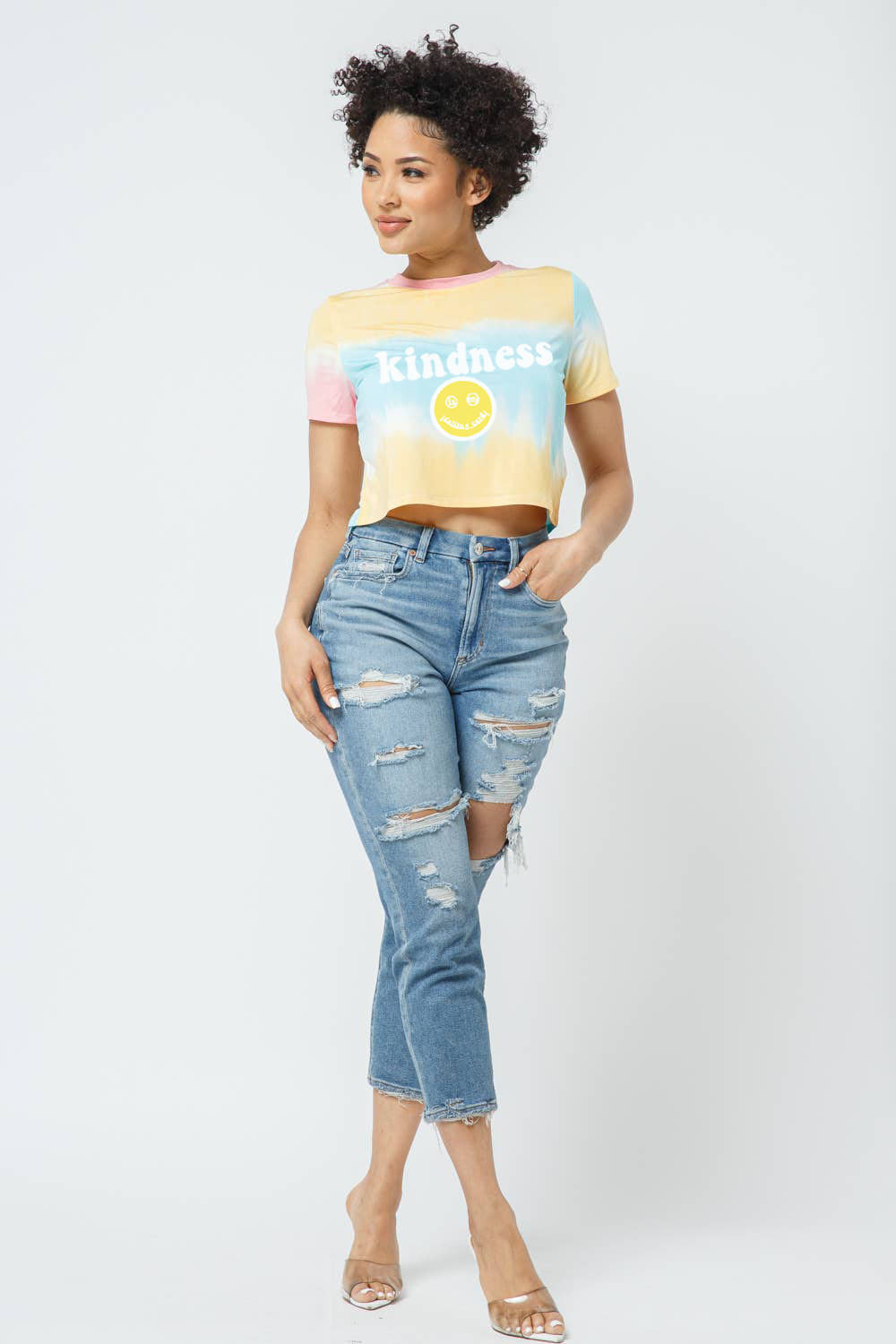 ππππ Kindness is my Calling Card Ombre Tie-Dye Crop Top ππππ